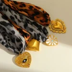 Κολιέ Απρόμαυρη Bandana Heart Eye Μαύρο - Χρυσό - Image 2