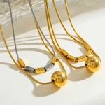 Κολιέ Διπλή Αλυσίδα Bar and Sphere - Δίχρωμο