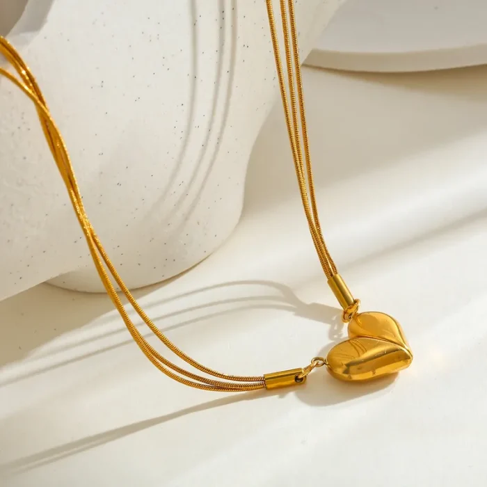 Κολιέ Αλυσίδα Καρδιά Μαγνήτης - Χρυσό - Image 3