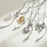 Κολιέ Λεπτή Αλυσίδα Τύπου Y Δίχρωμοι Κρίκοι - Ασημί - Image 2