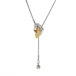 Κολιέ Λεπτή Αλυσίδα Τύπου Y Δίχρωμοι Κρίκοι - Ασημί - Image 3