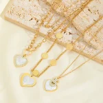 Κολιέ Λεπτη Αλυσίδα White Heart με Λεπτομέρεις Δίσκους - Χρυσό - Image 2