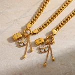 Κολιέ Αλυσίδα Flower and Sun με Πετρούλες - Χρυσό - Image 2