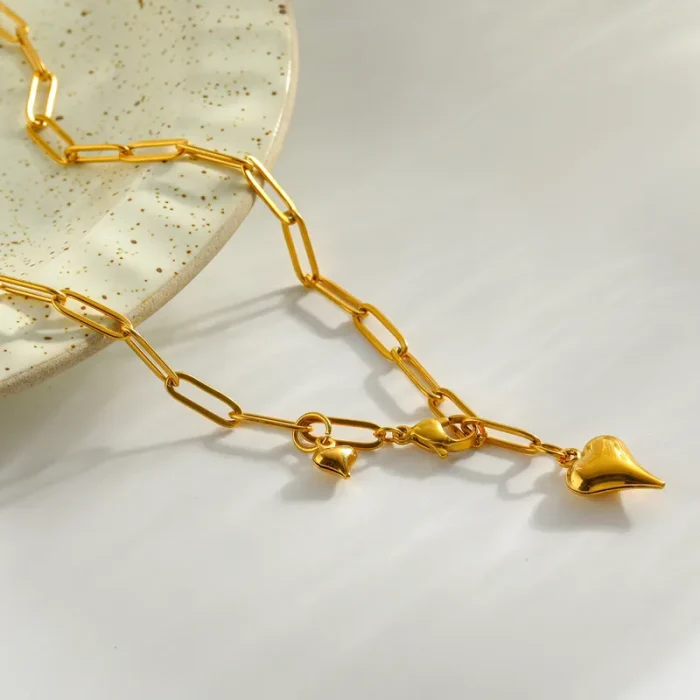 Κολιέ Αλυσίδα με Δύο Καρδιές Guard - Χρυσό - Image 2