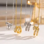 Κολιέ Λεπτή Αλυσίδα Snake Ring με Στρας - Χρυσό - Image 2