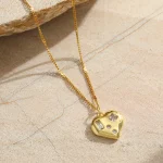 Κολιέ Αλυσίδα Καρδούλα με Πετρούλες - Χρυσό