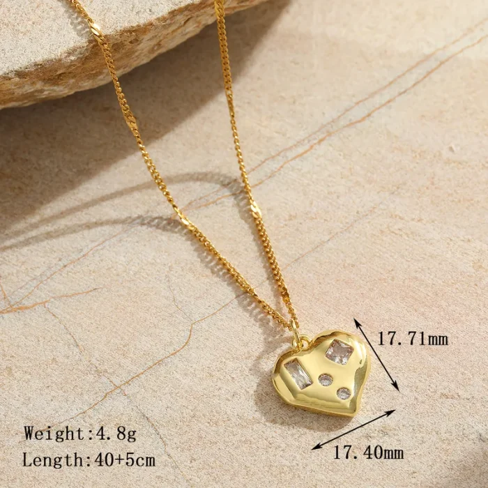 Κολιέ Αλυσίδα Καρδούλα με Πετρούλες - Χρυσό - Image 2