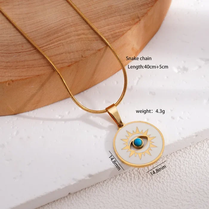 Κολιέ Αλυσίδα Lucky Eye Στρόγγυλο - Χρυσό - Image 4