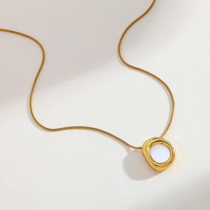 Κολιέ Λεπτή Αλυσίδα Μενταγιόν White Halo - Χρυσό - Image 2