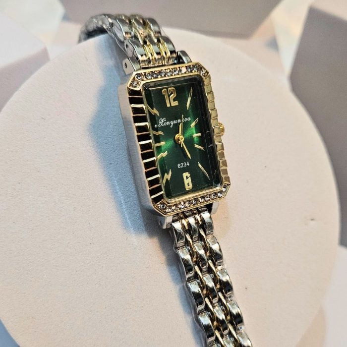 Ρολόι Μπρασελέ Elor με Στρας Πράσινο - Δίχρωμο - Image 3