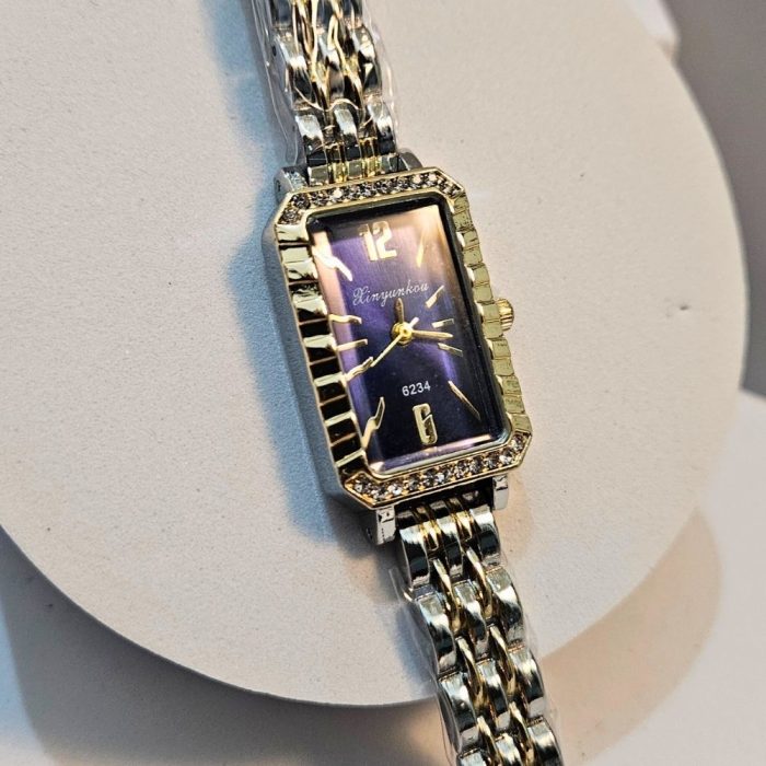 Ρολόι Μπρασελέ Elor με Στρας Μπλε - Δίχρωμο - Image 3