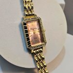 Ρολόι Μπρασελέ Elor με Στρας Ροζ- Χρυσό