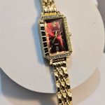 Ρολόι Μπρασελέ Elor με Στρας Μπορντό - Χρυσό