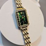 Ρολόι Μπρασελέ Elor με Στρας Πράσινο- Χρυσό