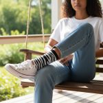 Κάλτσες Unisex Ψηλές Ζεβρέ - Ασπρόμαυρο - Image 3