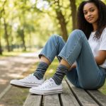 Κάλτσες Unisex Ψηλές Ζεβρέ - Γκρι με Μαύρο