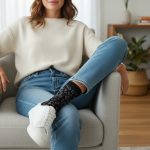 Κάλτσες Unisex Ψηλές Leopard Spots -Μαύρο