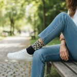 Κάλτσες Unisex Ψηλές Half Leopard -Μαύρο