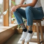 Κάλτσες Unisex Ψηλές Half Leopard -Μαύρο - Image 2