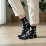 Κάλτσες Unisex Ψηλές Big Leopard Spots - Μαύρο