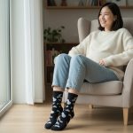 Κάλτσες Unisex Ψηλές Big Leopard Spots - Μαύρο - Image 2