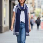 Γυναικεία Πασμίνα με Σχέδιο Μαίανδρος - Μπλε - Image 2