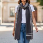 Γυναικεία Πασμίνα με Σχέδιο Μαίανδρος - Καφέ