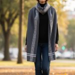 Γυναικεία Πασμίνα με Σχέδιο Μαίανδρος - Γκρι