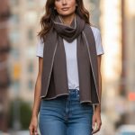 Γυναικεία Πασμίνα Μακριά Χνουδωτή - Καφέ