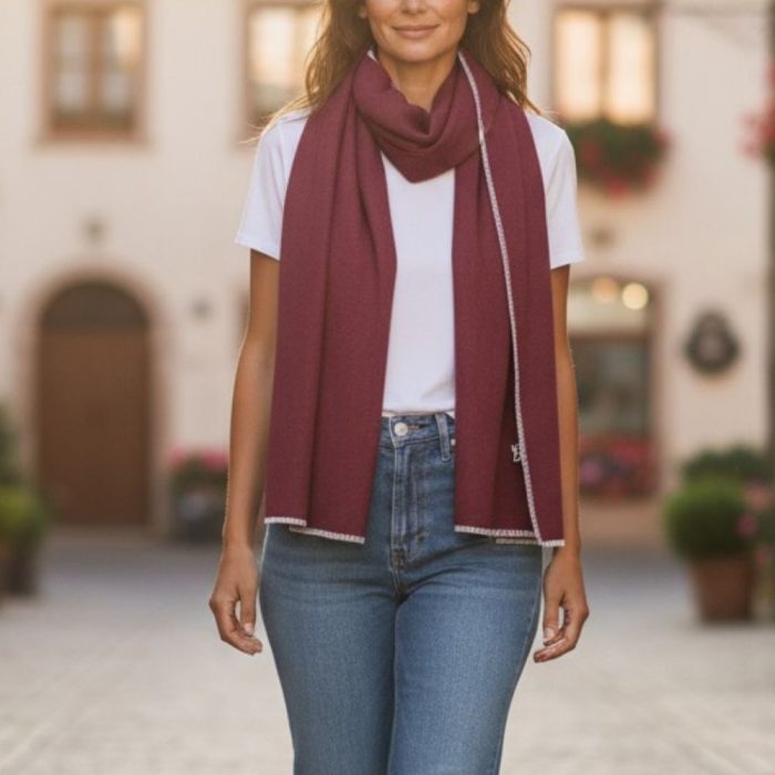 Γυναικεία Πασμίνα Μακριά Χνουδωτή - Μπορντό - Image 2