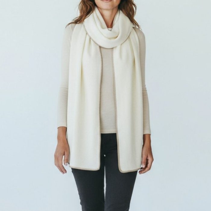 Γυναικεία Πασμίνα Μακριά Χνουδωτή - Λευκή - Image 2