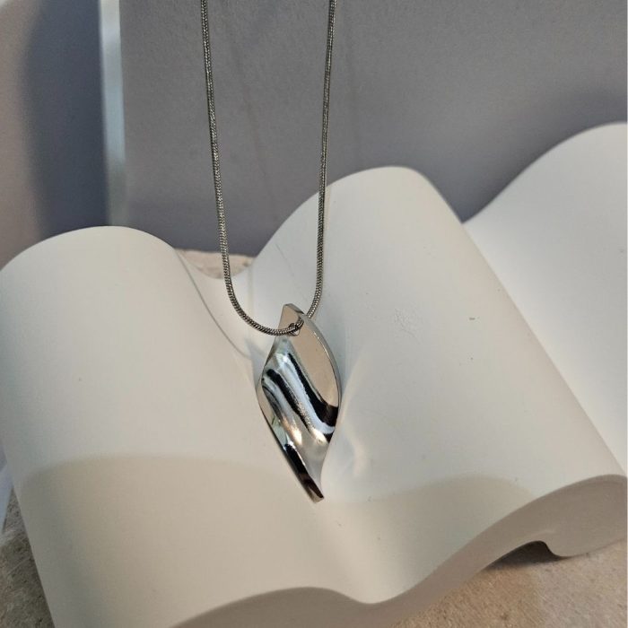 Κολιέ Λεπτή Αλυσίδα Leaf - Ασημί - Image 2