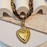 Κολιέ Αλυσίδα και Leopard Bandana Καρδιά - Χρυσό