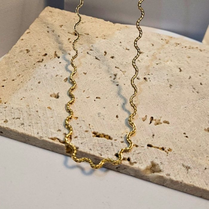 Κολιέ Λεπτή Αλυσίδα Wavy - Χρυσό - Image 2