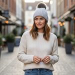 Σκουφί Με Καφέ Φούντα Half Στρας - Μπεζ - Image 2