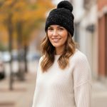 Σκουφί Με Φούντα Half Στρας - Μαύρο