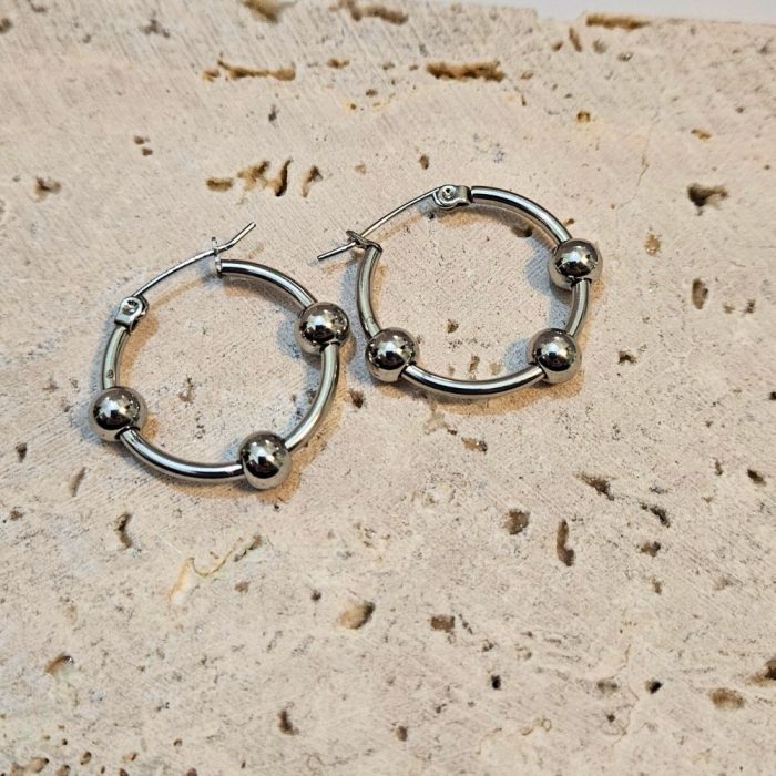 Σκουλαρίκια Κρίκοι Orbelle - Ασημί - Image 2