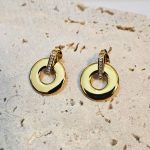 Σκουλαρίκια Κουμπωτοί Δίσκοι με Στρας - Χρυσό