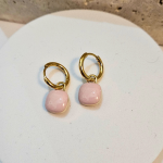 Σκουλαρίκια Κρεμαστά Mini Squares Ροζ - Χρυσό