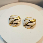 Σκουλαρίκια Κουμπωτά Vintage με Λευκές Πέτρες - Χρυσό