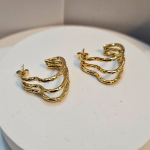 Σκουλαρίκια Κουμπωτά Half Heart - Χρυσό