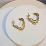 Σκουλαρίκια Κουμπωτά Half Heart - Χρυσό - Image 2