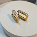 Σκουλαρίκια Κρικάκια Polygon με Στρας - Χρυσό - Image 2