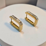 Σκουλαρίκια Κρικάκια Polygon με Στρας - Χρυσό