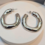 Σκουλαρίκια Κουμπωτά Abstract Κρίκοι - Ασημί