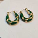 Σκουλαρίκια Κρικάκια Lunar με Πράσινες Πέτρες - Χρυσό