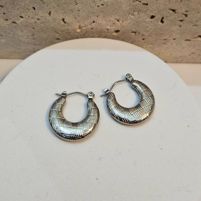 Σκουλαρίκια Κρικάκια Petal - Ασημί - Image 2