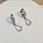 Σκουλαρίκια Κρεμαστά Κρικάκια και Drops με Στρας - Ασημί