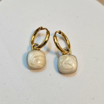 Σκουλαρίκια Κρεμαστά Mini Squares Marble - Χρυσό