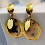 Σκουλαρίκια Κουμπωτά Double Οβάλ Λεοπάρ - Χρυσό - Image 2